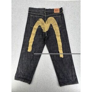 EVISU No.2 Lot 0001 Jeans Mens 40 Gold Painted Daicock Dark Denim